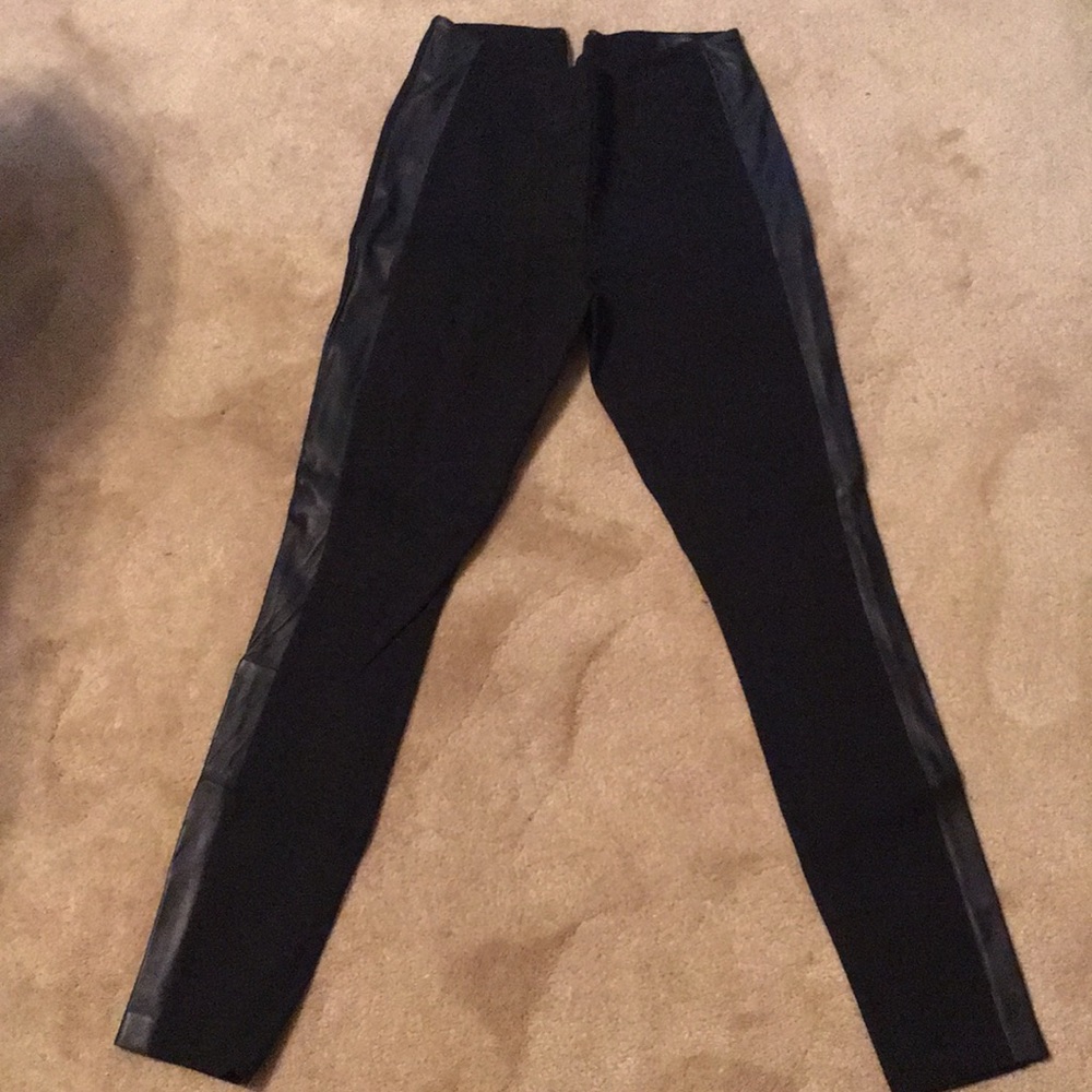 JCrew Black pixie pant with leather  size 2